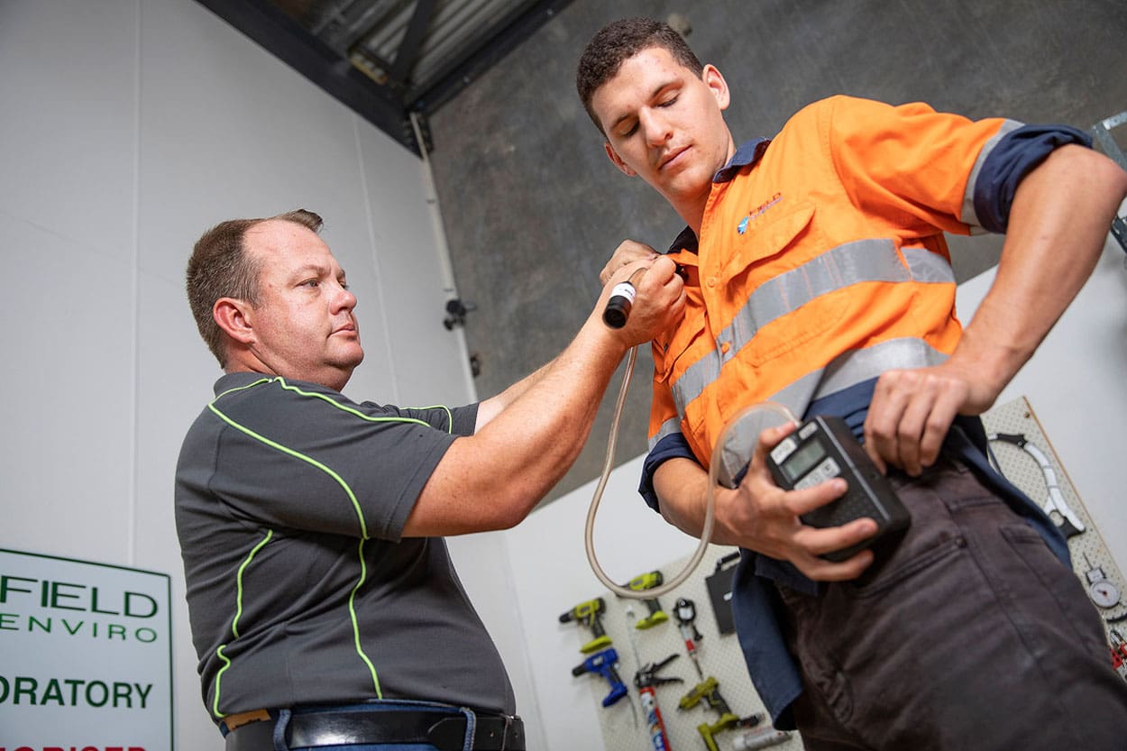 Field Engineer employee working together to fix the kit with his partner at Field Engineers